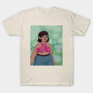 Cool girl with silk tie top T-Shirt